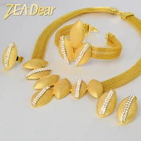 zeadear jewelry sets hot sale bridal wedding earrings necklace bracelet ring gold planted for women anniversary daily wear gift