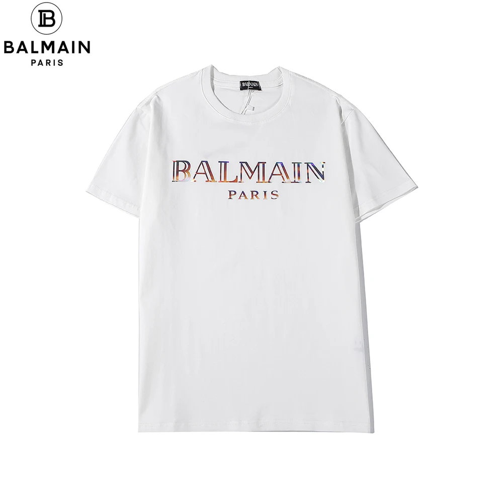 Balmain Men's Reflective Letter Printed Fashionable Round Neck Short Sleeve All-match T-shirt S-4XL