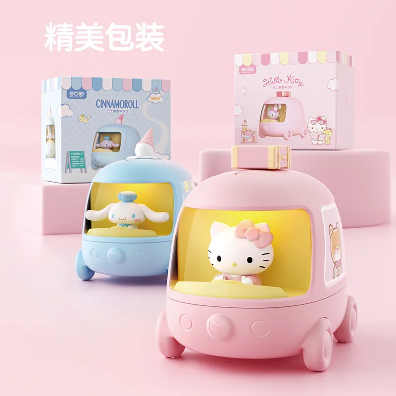 

Sanrioed Kawaii Humidifier Kitty Cat Cinnamoroll Double Decker Bus Anime Night Light Wireless Mute Prevent Dryness Cute Gift