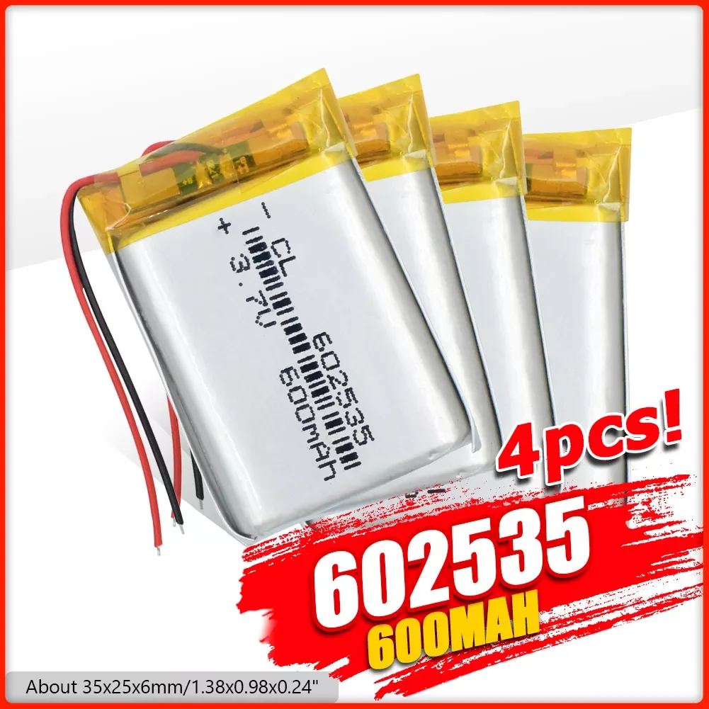 

lithium battery lithium polymer Rechargeable battery 602535 600 mah 3.7V For MP3 MP4 MP5 GPS PSP MID Bluetooth Headset