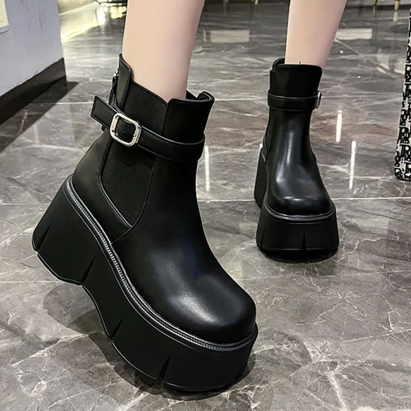 

Platform Chelsea Boots Women Flats Zipper Ankle Shoes Winter 2024 New Walking Designer Gladiator Boots Casual Femme Botas Pumps