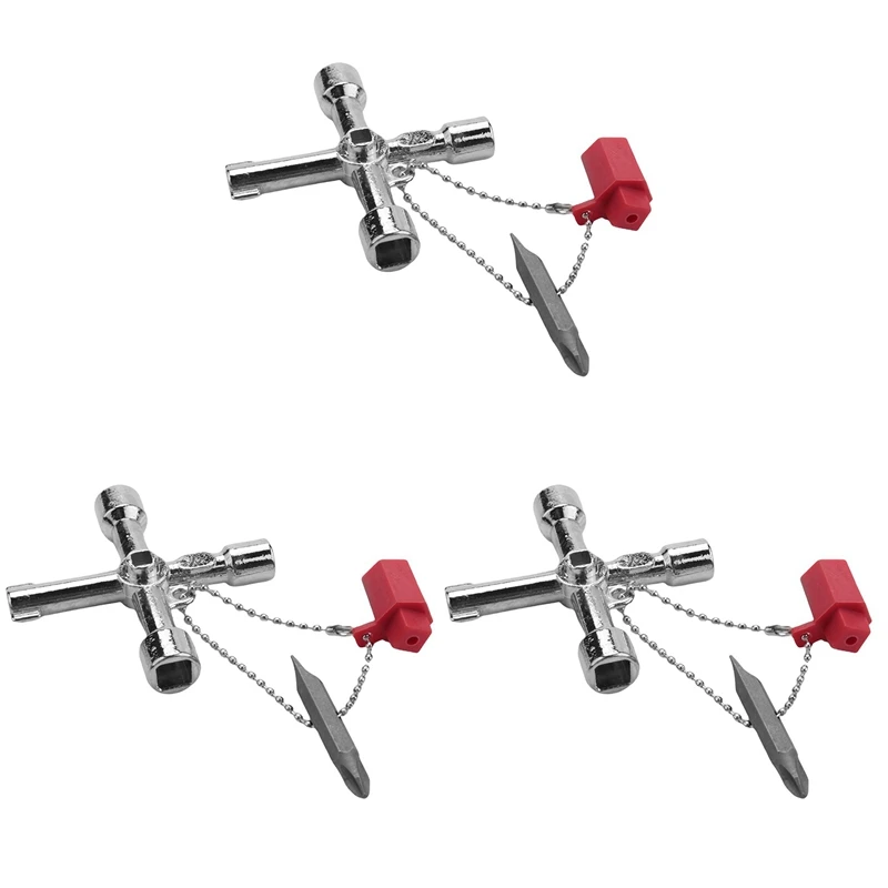 

3X 4 In1 Meter Box Key Gas Key Meter Key Multi-Functional Utilities Key For Electric Cupboard Cabinet Opening Key
