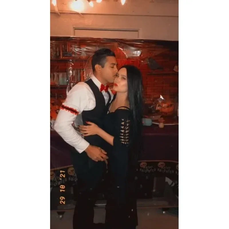 Новый карнавальный костюм Адамса 2025 большие размеры семейное готическое платье