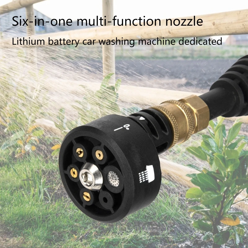 

1/4" Quick Connect 6-in-1 Adjustable Nozzle Practical 360° High Pressure Washer Cleaner for Watering Cleaning Gardening 87HA