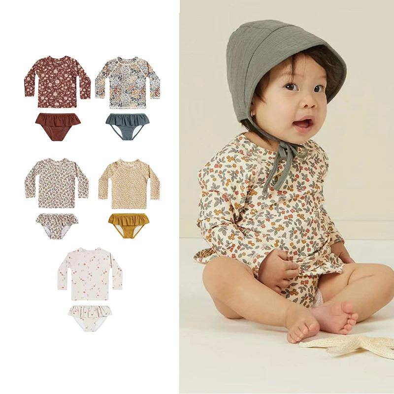 

Новинка 2022, детские купальники, летний солнцезащитный купальник с разрезом и длинными рукавами для девочек, модная детская пляжная одежда с...