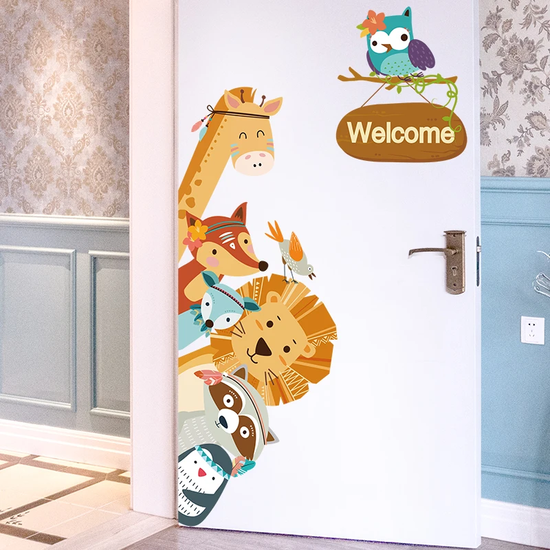 

[shijuekongjian] Cartoon Animals Wall Stickers DIY Lion Fox Giraffe Mural Decals for Kids Rooms Baby Bedroom Home Decoration
