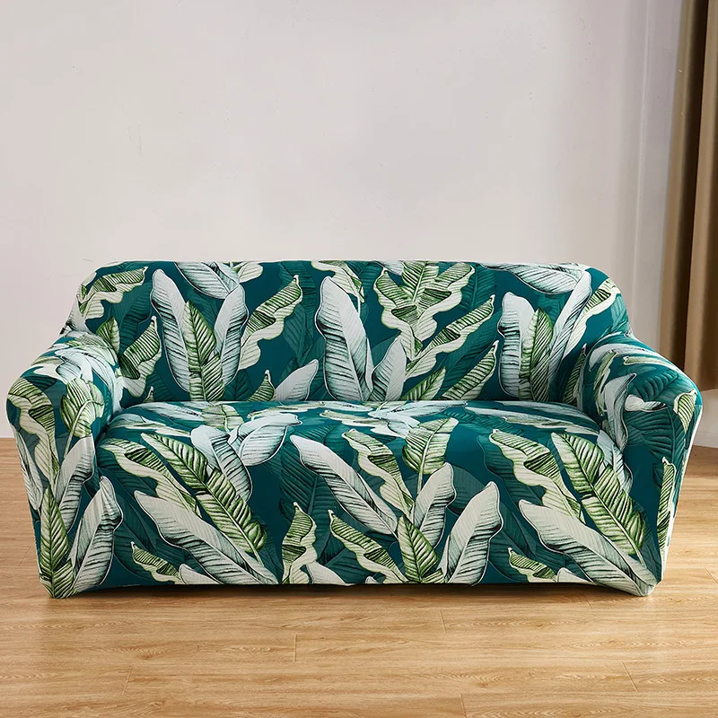 

Yaapeet Leaves Print Sofa Cover Stretch Washable Fabric Slipcover L-shape Couch Cover Tight Wrap for Different Sofa Living Room