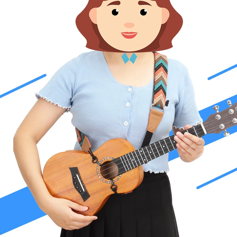 

Ukulele Strap Dedicated Shoulder Widen Neck Tripe Ukelele Guitar Guitarra Hook Accessories Parts Bohemia Personalized Stripe