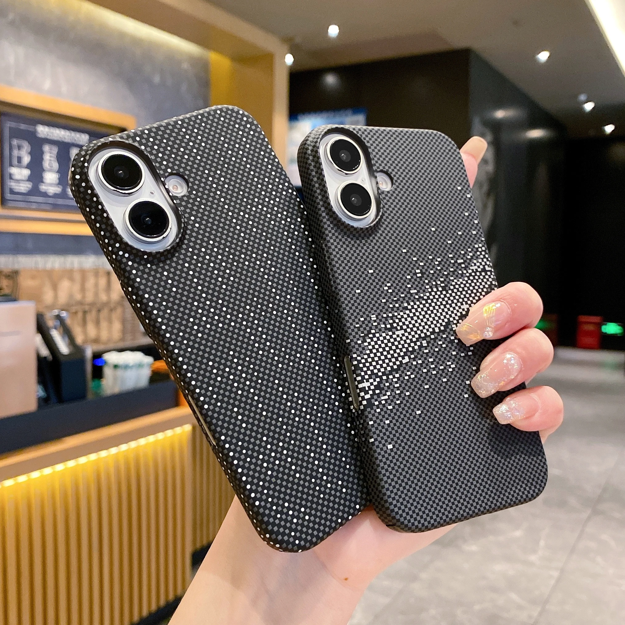 Carbon Texture INS Diagonal Pattern Shockproof Phone Case for iPhone 15 14 11 12 13 Pro Max Plus Back Cover