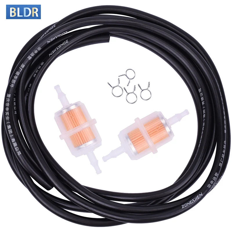 

2pc Petrol Gas Gasoline Liquid Oil Cup Fuel Filter and 1m Black Fuel Tank Tube Tubing Pipe Hose Line and 4pc Clip Clamp Fastener