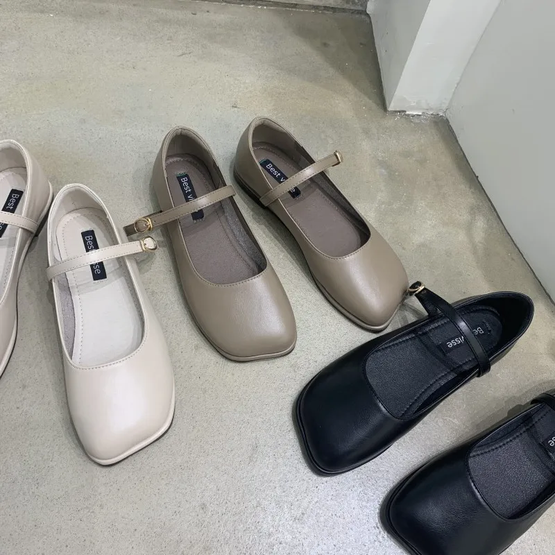 

Shoes Woman 2022 Modis Shallow Mouth Square Toe Female Footwear Casual Sneaker New Summer Cute Grandma Dress Solid Rubber Spring