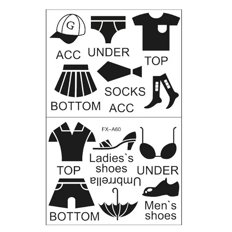 

Clothing Label Decal Stickers Removable Wardrobe Wall Clothing Classification Decor Creative Life Label Vinyl Stickers For