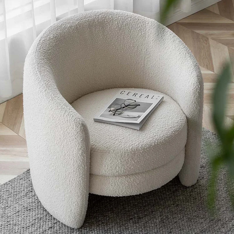 

Small Apartment Lamb Velvet Light Luxury Bedroom Clothing Store Living Room Simple Modern Lazy Small Sofa Single Chair