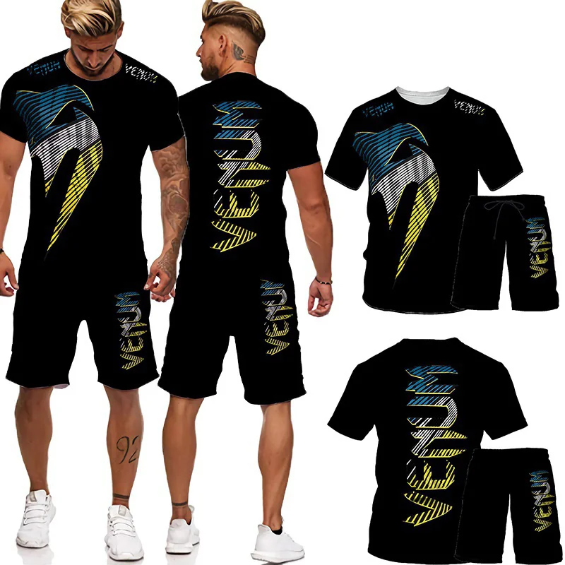 

Male Vintage 3D Printing Suit O-neck Summer Set Men's Sport Tracksuit Fashion Man T Shirt Shorts 2 Pieces Short Sleeve Outfit
