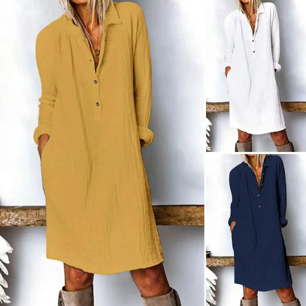 

Дышащее однобортное платье с длинными рукавами для дома