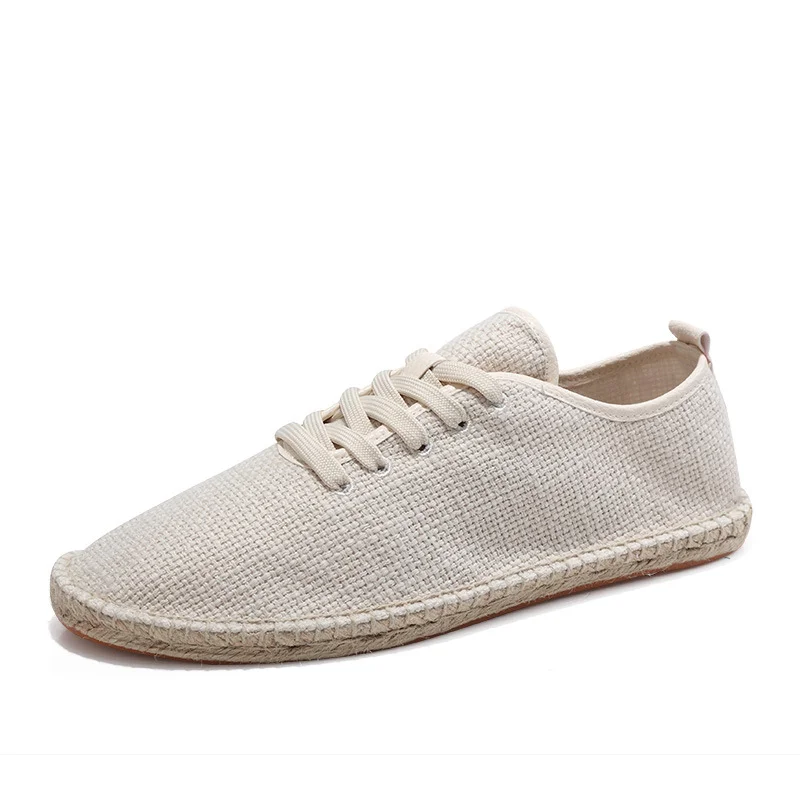 

New National Wind Mens Shoes Handmade Linen Shoes Wild Casual Shoes Summer Breathable Fisherman Hemp Men's Flats