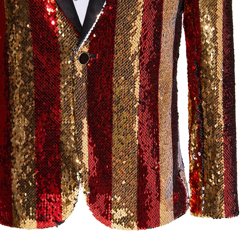 Высокое качество мужские полосатые блейзеры с блестками пальто бар певец