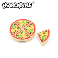 marumine moc building bricks food accessories toys tile round 1x1 quarter with pizza slice pattern compatible 25269 blocks parts