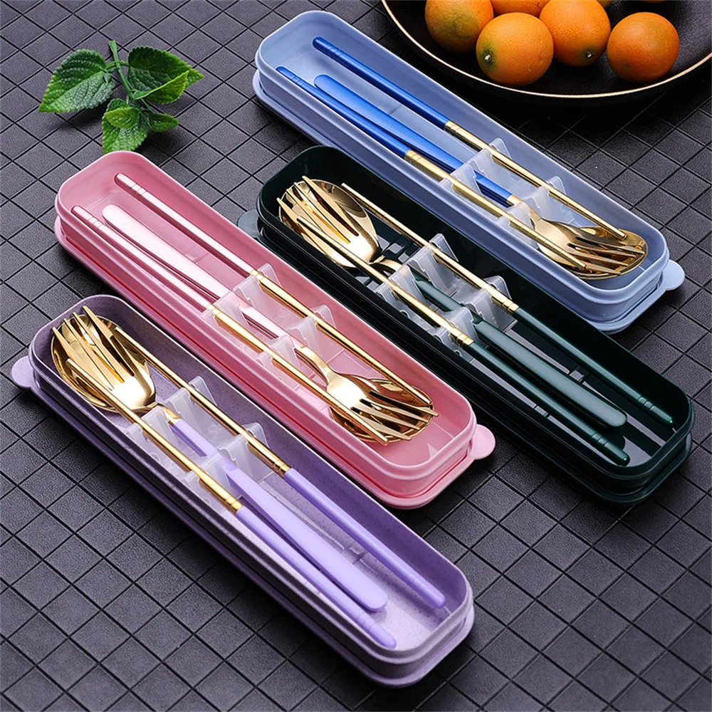 

Smooth And Delicate Stainless Steel Tableware Durable Not Prone To Aging Spoon Fork Chopsticks Set Soft And Bright Color