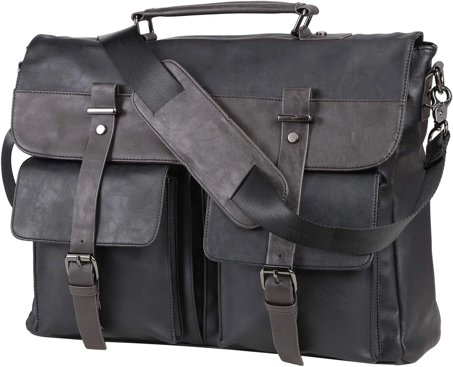 Men's leather messenger bag, 15.6-inch vintage laptop bag briefcase