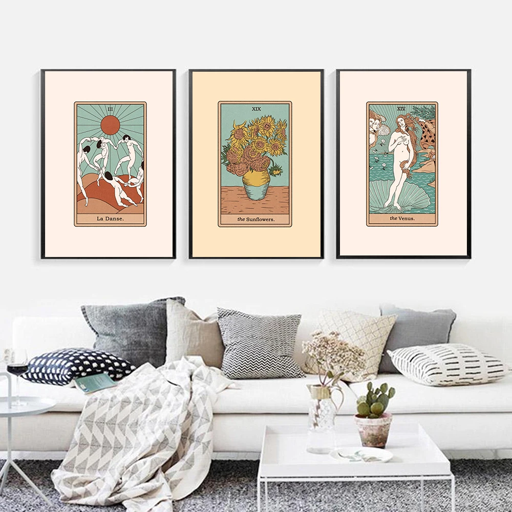

The Venus Sunflowers Wine La Danse Tarot Wall Art Canvas Painting Posters and Prints Pictures for Living Room Home Decor