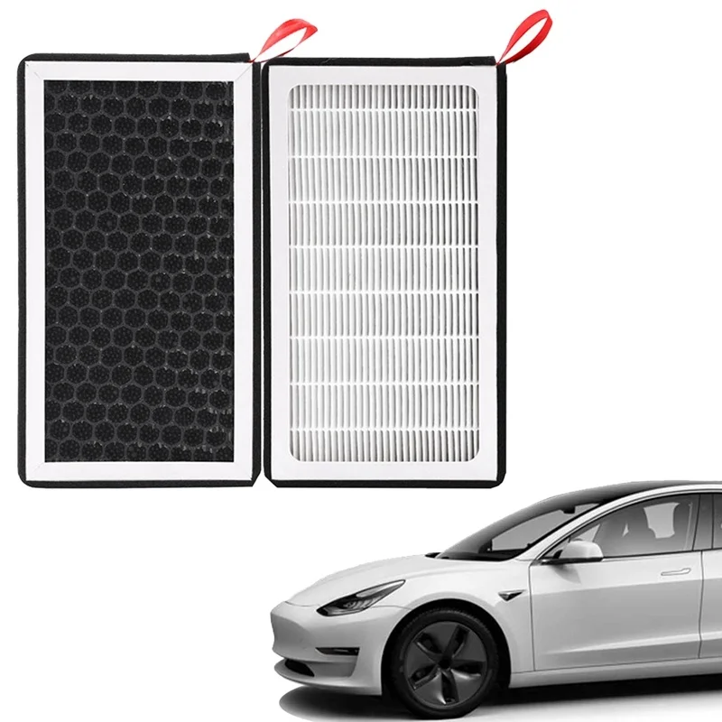 

2Pcs Air Conditioning Filter HEPA PM2.5 Filter Replacement Filter Activated Carbon Air Conditioning Filter For Tesla Model 3 X