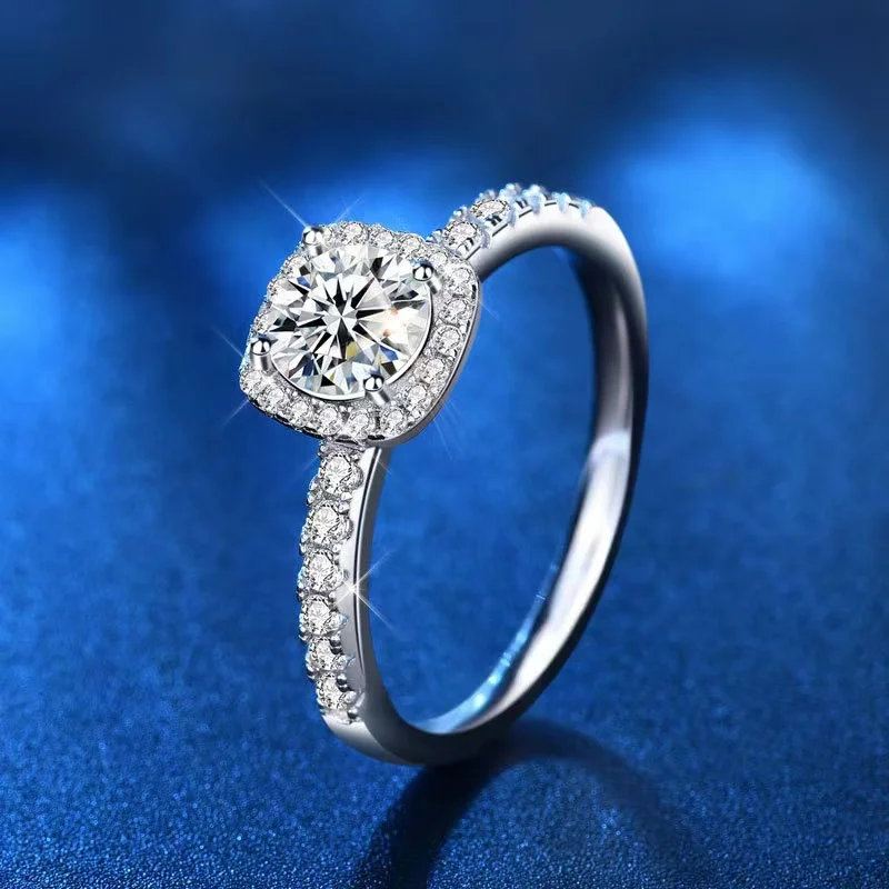 

Trendy 925 Sterling Silver 1ct D Color Square Moissanite Engagement Rings for Women Jewelry Diamond Test Pass Anniversary Gift