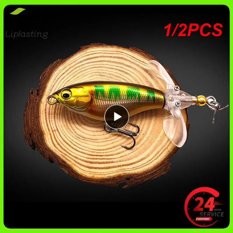 

1/2PCS 80mm 16g Fishing Floating Topwater Double Propeller Soft Spinning Tail Hard Lures Artificial Bait Wobblers Surface Tackle