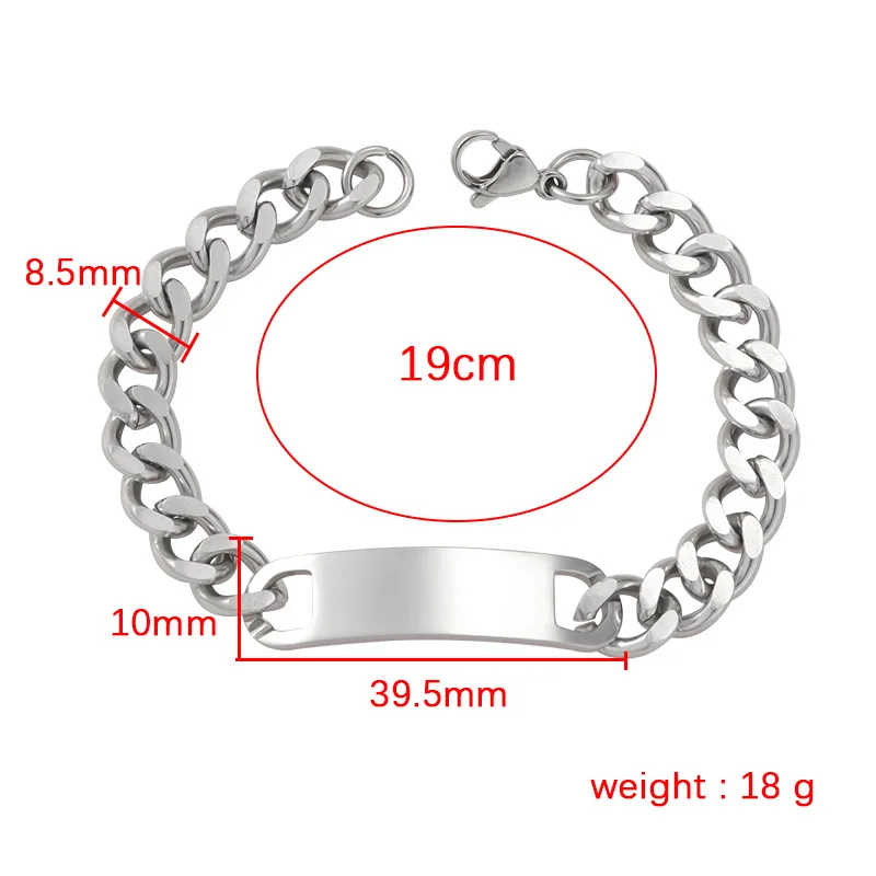 10Pcs/Lot Stainless Steel Cuban Chain Bracelet Adjustable Woman Man Bracelets DIY Jewelry Gift