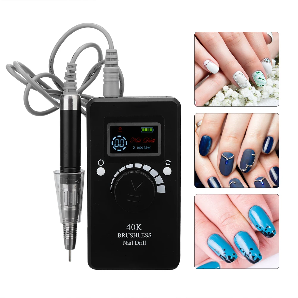 Portable Electric 40000RPM LCD Nail Art Grinding Machine Nail Drill Manicure Set Long Battery Life Manicure Grinding Device Kit