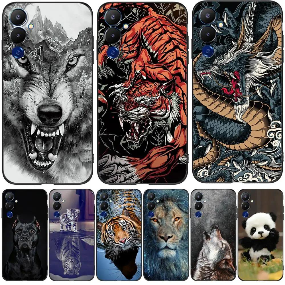 Флейта для Tecno pova 4 LG8N чехол флейта Волк тигр дракон