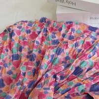 ins korean style summer peach pink colorful shell printing pleated arabesquitic fabric fashion fabric diy