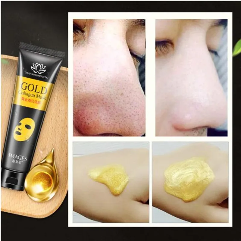 2pcs 60ml Gold Collagen Against Black Dots Facial Mask Blackhead Remover Skin Care Facial Care Free Shipping