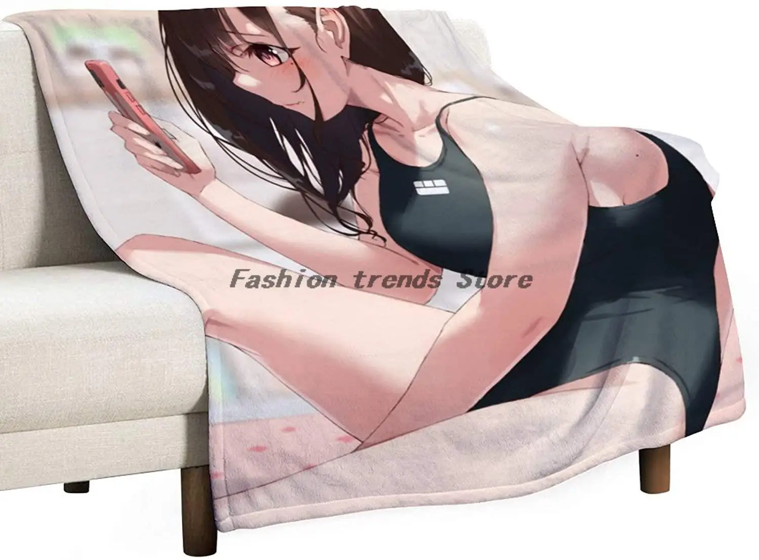 

3D Printed Blanket | Anime Chitose Cute Girl Swimsuit Cartoon Characters Blanket Quilt | Soft Sherpa Throw Blanket Gift