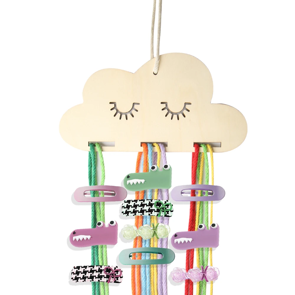 

Cloud Baby Hair Clips Holder Ins Nordic Style Wood Princess Hairpin Hairband Storage Pendant DIY Jewelry Organizer Wall Ornament