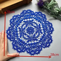 28cm sapphire hollow out flower lace applique trim for sofa curtain towel bed cover trimmings home textiles cloth polyester mesh