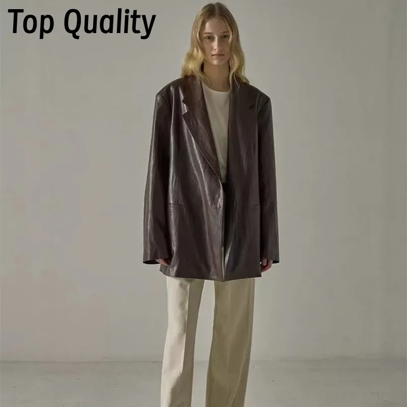 Новый женский весенне-осенний костюм кожаная куртка женская свободная с