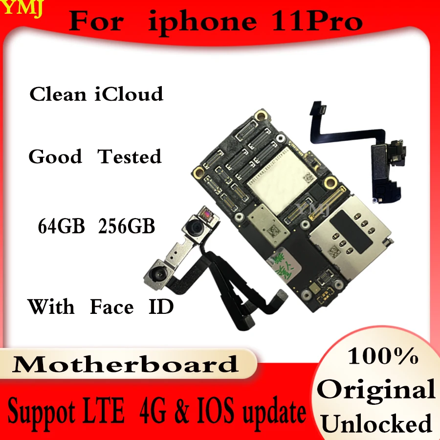 

Original Unlocked Mainboard Support IOS Update For iPhone 11 PRO Motherboard 64GB/256GB/512GB Logic Board Clean ICloud 100% Test