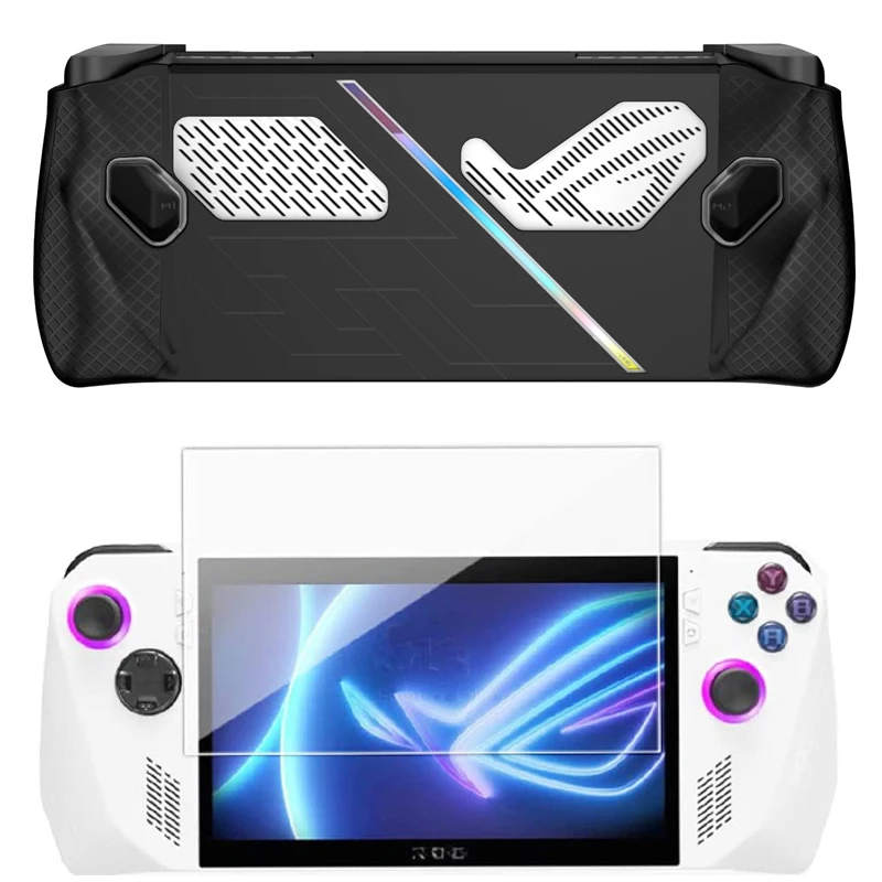 

For Asus ROG Ally Protective Case Cover Ergonomic Handle Grip Skin Sleeve Shell Heat Dissipation W/9H Tempered Glass Screen Film