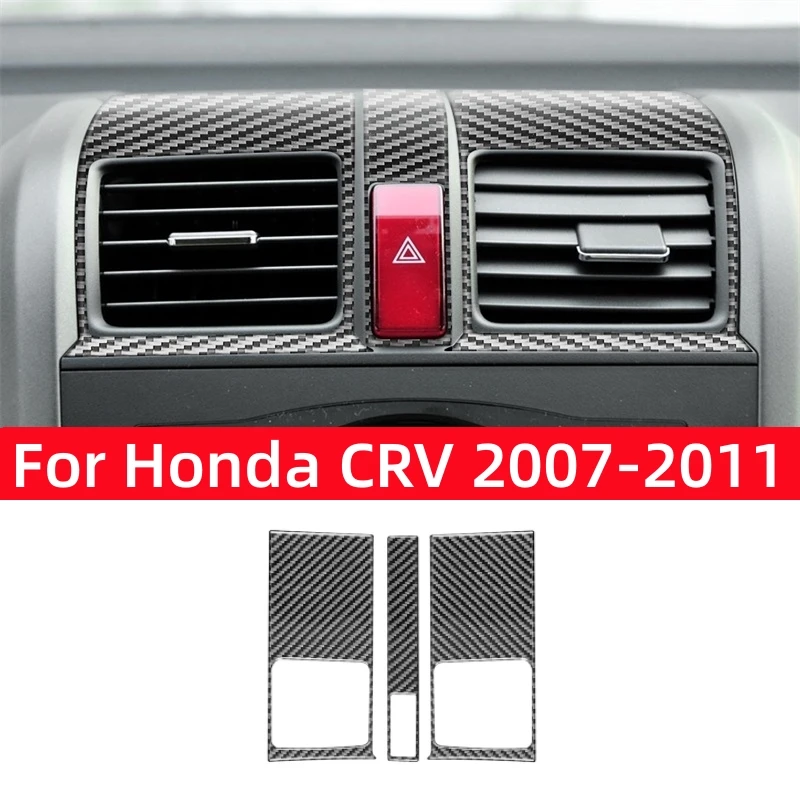 

Аксессуары для Honda CRV 2007 2008 2009 2010 2011, центральное управление из углеродного волокна для автомобиля, кондиционера, вентиляционного отверстия, рамы, крышка, отделка