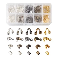 1box mixed color brass crimp beads and crimp beads covers iron bead tips knot covers brass wire guardians for diy jewelry making