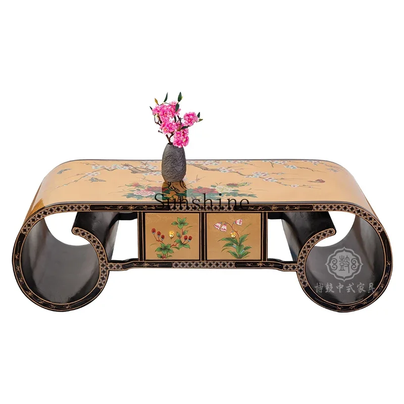 Новый китайский роскошный антикварный объемный стол из цельного дерева простой