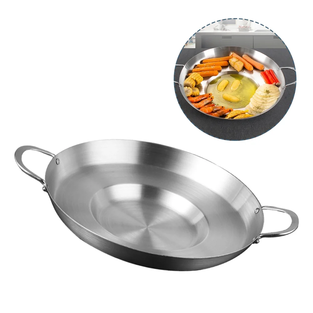 

Flat Bottom Concave Gong Pot Non-stick Breakfast Pan Frying Pans Stainless Steel Baking Rounded Induction Nonstick Tray