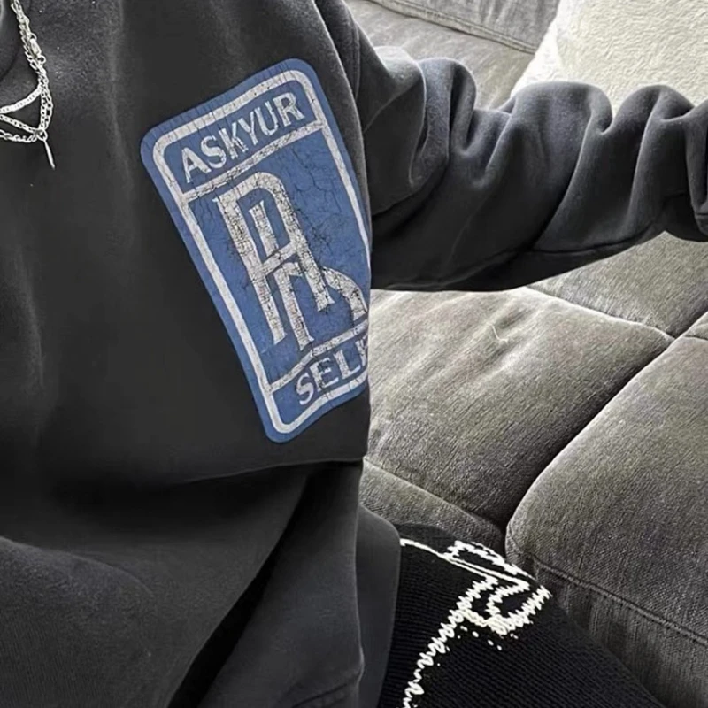 Свитшот Askyurself с принтом разрыва для мужчин и женщин уличный модный Свободный