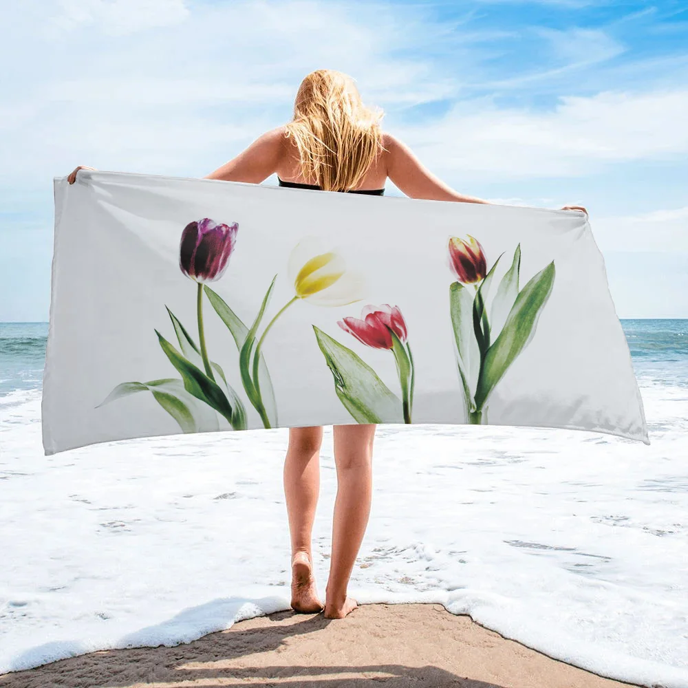 

Абстрактное цветное пляжное полотенце из микрофибры с цветами, абсорбирующее банное полотенце для женщин и детей, мягкое быстросохнущее ба...