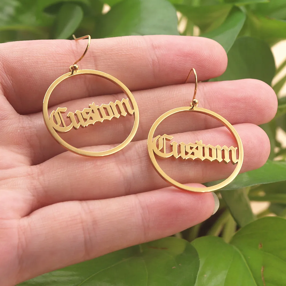 

Серьги-кольца с именем сердца, персонализированные серьги-кольца с именем, Индивидуальные ювелирные изделия, рождественский подарок для же...