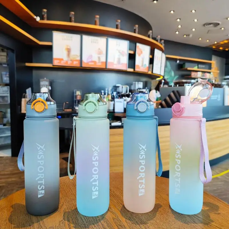 Sports Water Bottle 1000ml Water Bottle With Leak-proof Pop-up Cover Gym Water Bottle For School Cycling Outdoor Sports Fitness