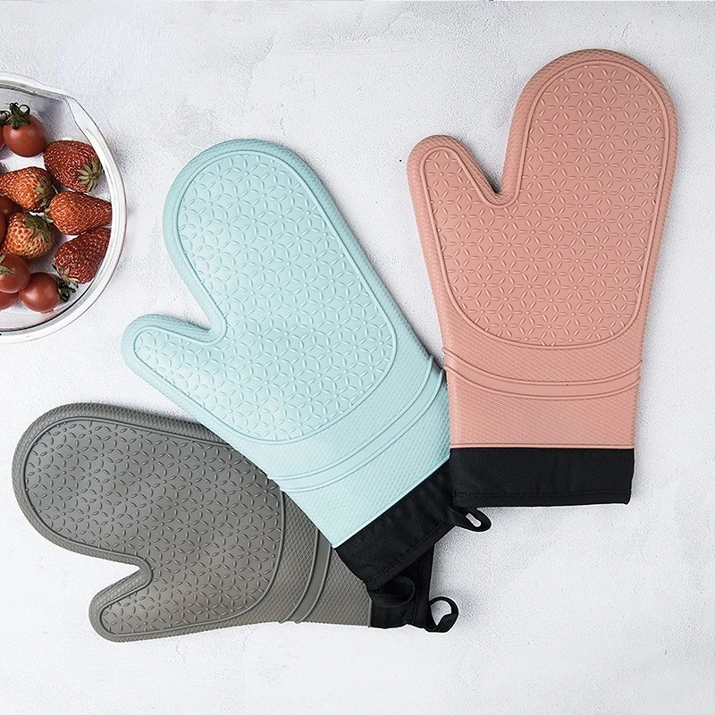 

Silicone Gloves Thickened Cotton Heat Insulation Microwave Oven Oven Anti Scalding Household Gloves Baking Tools Two-side