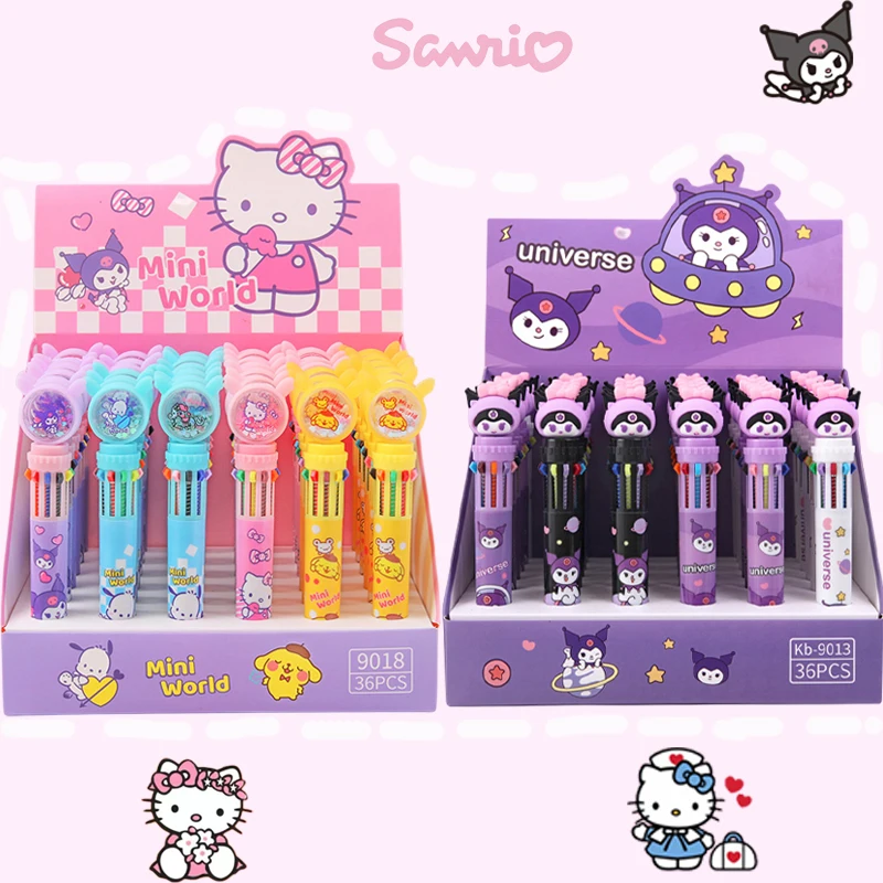 

Sanrio Hello Kitty Pen Cute Anime Kuromi Pochacco Pompompurin Cartoon Multi color Push Action Ballpoint Pen Learning Stationery