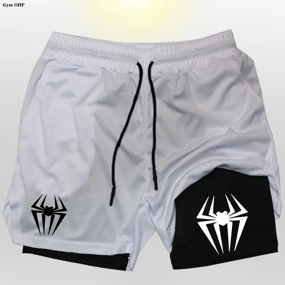 Шорты мужские спортивные 2 в 1 быстросохнущие пляжные двухслойные для фитнеса